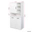Armoire de rangement sur pied inclinable autoportante - Portes, tablette, rangement multiple, buanderie blanche réglable avec portes inclinables, autoportante, réglable,