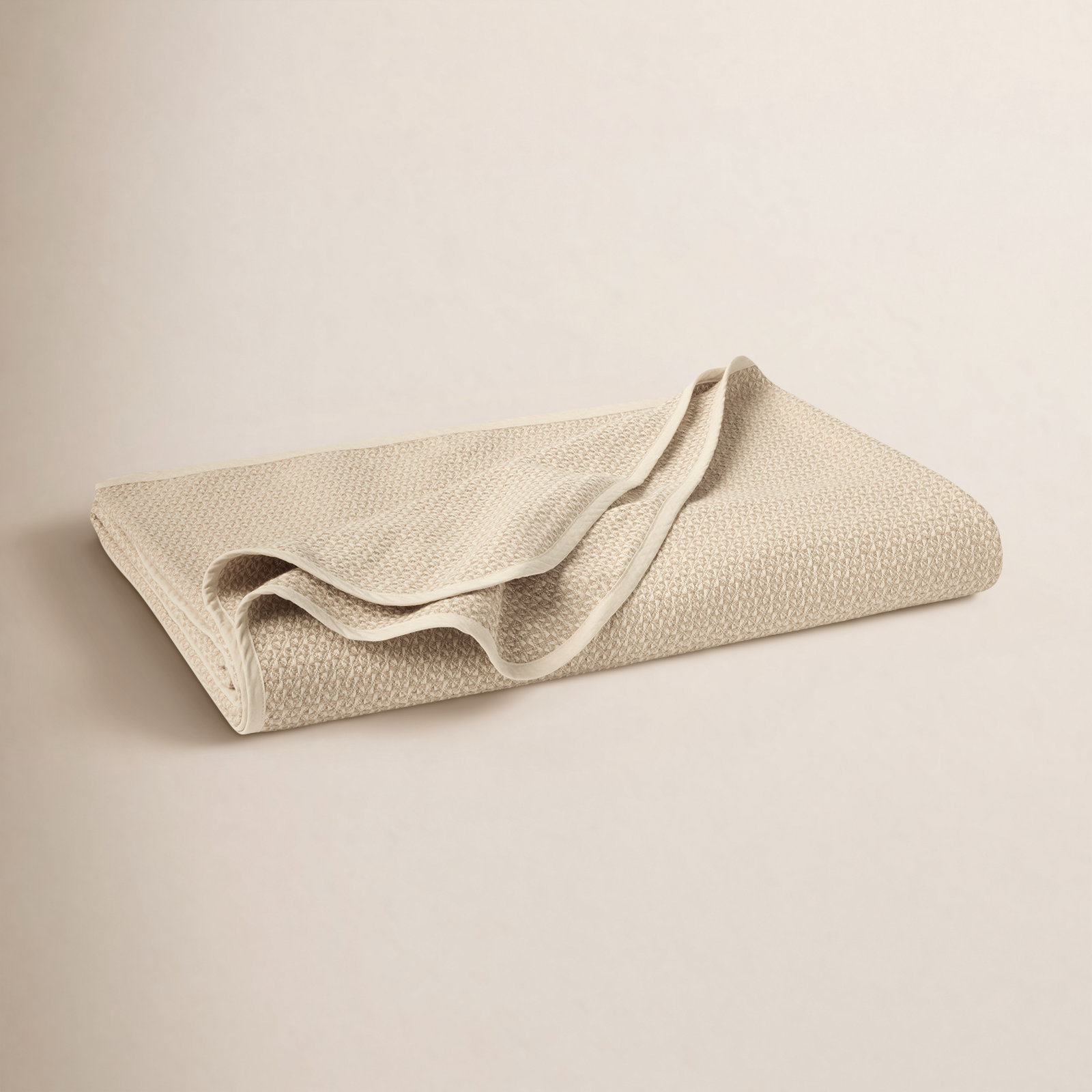 Cotton Honeycomb / Waffle Throw Blanket, 66" W x 90" L, Undyed Oyster