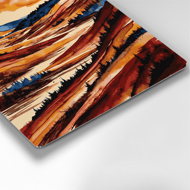 Aquarelle, paysage, 76, art mural en métal brun, H 20 po x l 16 po