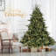 Arbre de Noël vert pré-éclairé avec branches mixtes en PE / PVC, lumières, base en métal pliable-1375794451