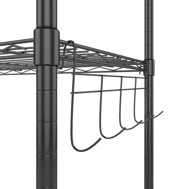 Orizaba 6 Tier Adjustable Wire Shelving Unit Organizer Steel Storage Rack w/ Hooks, Leveling Feet, Black