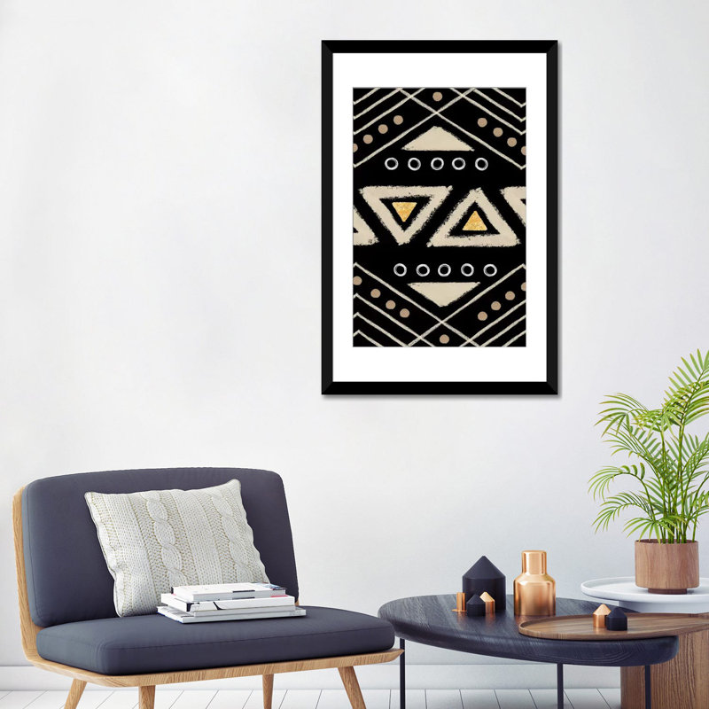 « motif ii », impression sur toile, H 32 po x l 24 po x P 1 po, Papier d'art encadré noir, Blanc
