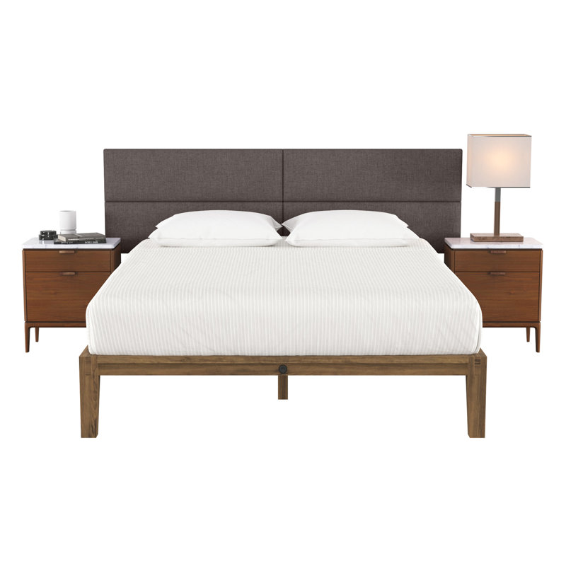 Panelist Modern Padded Headboard - Set of Wall Mounted Panels, Havana Brown Microvelvet, King (11.25"H x 38"W, Set of 4)