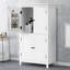 Armoire de rangement élégante pour salle de bain, unité de rangement pour salle de bain, armoire autoportante avec 4 portes, tablettes réglables, tablettes adaptables, blanc-214758415