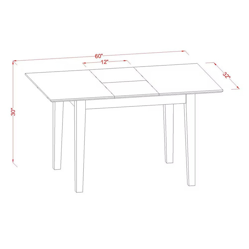Cet ensemble de salle à manger 5 pièces comprend une table de salle à manger rectangulaire avec des rallonges papillon et 4 chaises rembourrées en tissu de lin sable, acajou