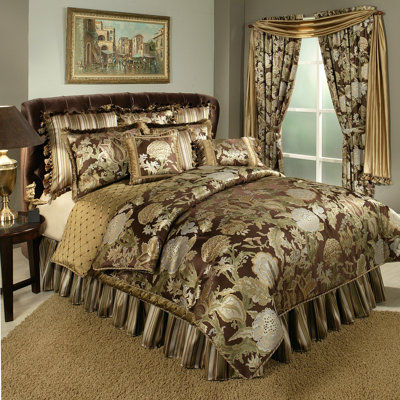 Wonderland Chocolate/Brown Microfiber 4 Piece Comforter Set -  Austin Horn Classics, WOND4-D-Q