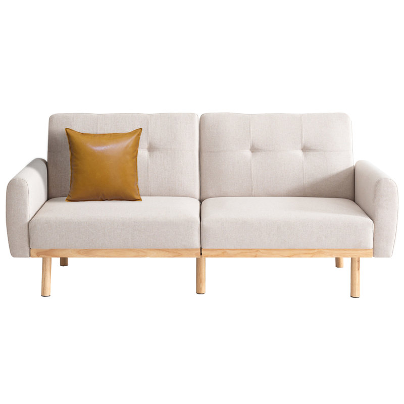 Canapé-lit simple convertible de 79,3 po Gabouray, Lin beige
