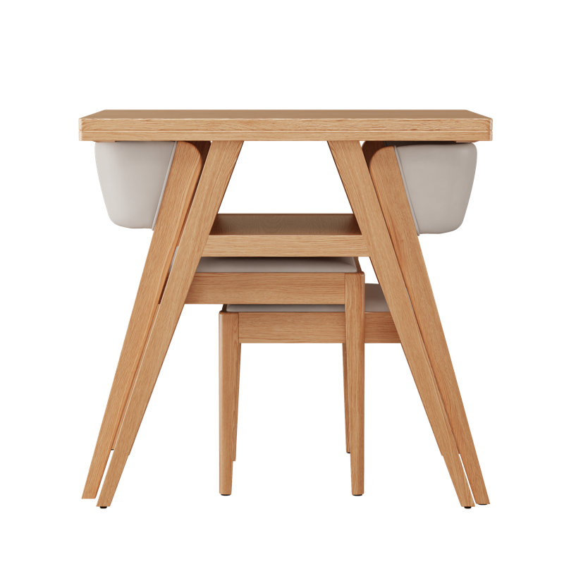 3-Piece Solid Wood Dining Table & Chair Set, Tan