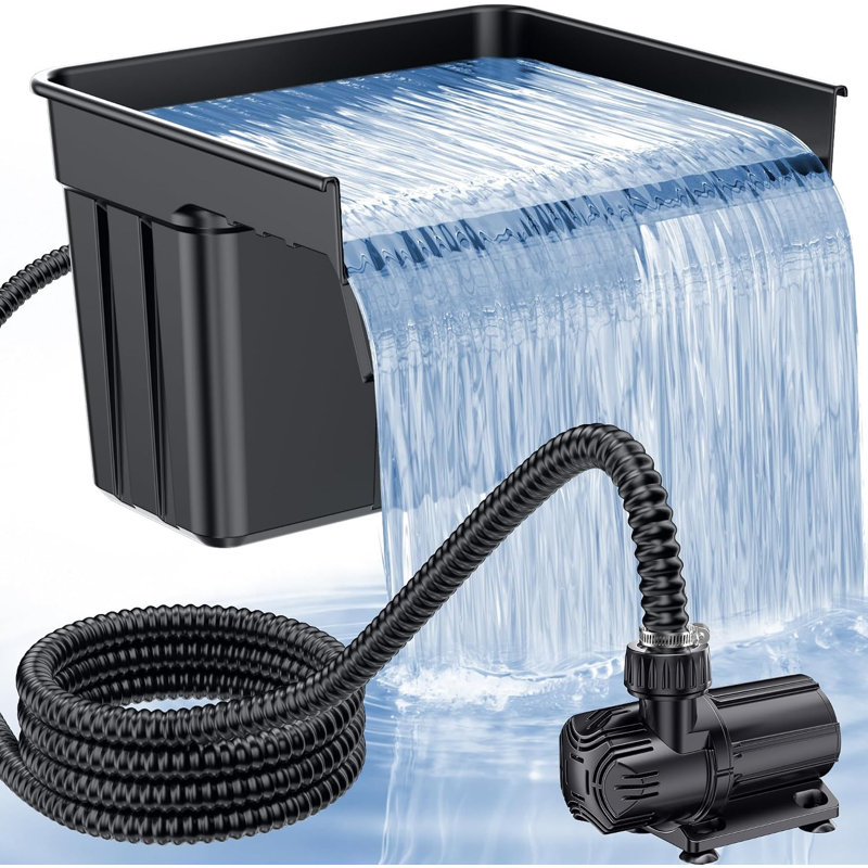 Ensemble de déversoir Pond Waterfall avec pompe 42W DC 1200GPH, déversoir 17 po et tubulure de 10 pi