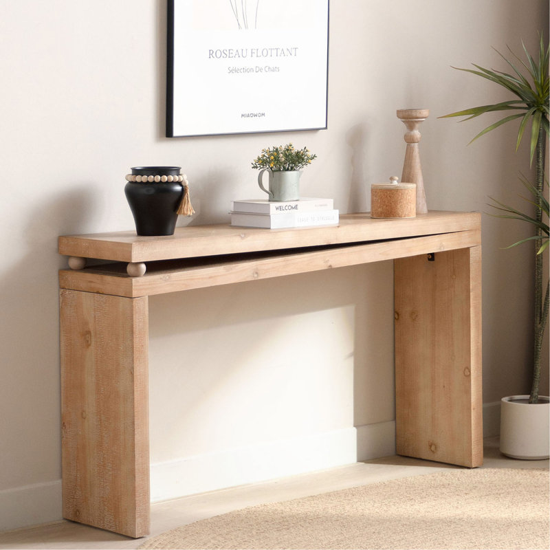 Narrow Console Table, Slim Entryway Table, Small Space Sofa Table, 52 Inch Hallway Table, Wood Console Table With Bead Detail, Rustic Modern Console, Natural Wood Finish Table, Minimalist Foyer Table.