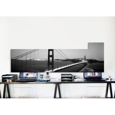 «Golden Gate Bridge at Night, San Francisco», ensemble de 3 reproductions de photos sur toiles tendues