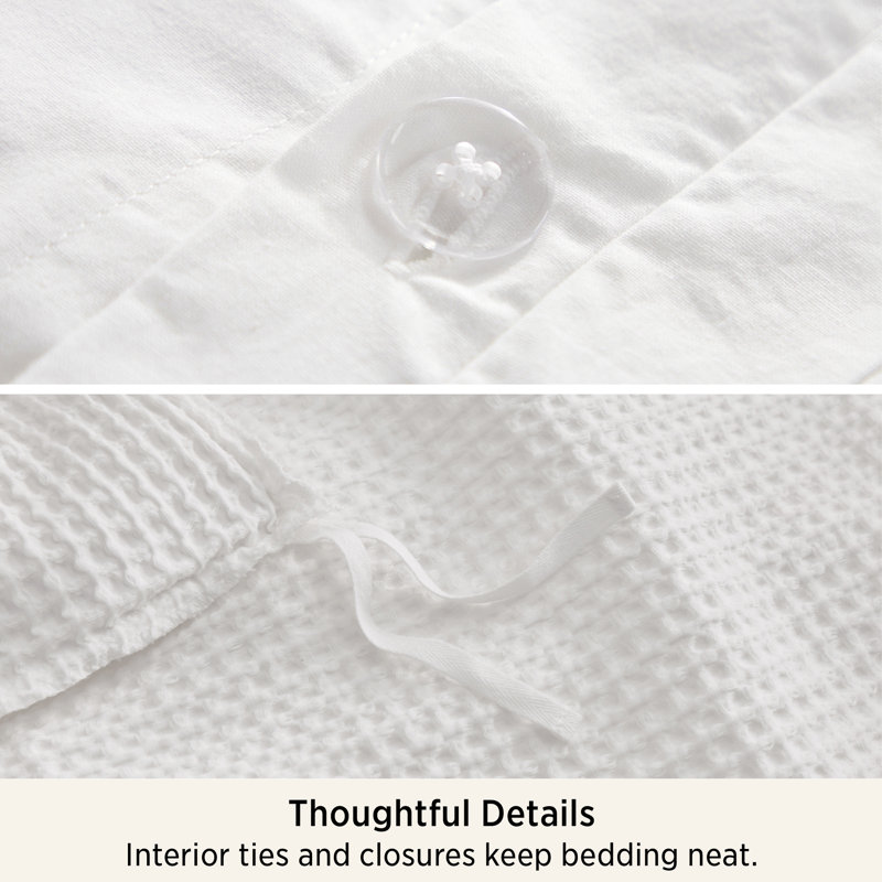Housse de couette pour lit très grand en coton - Housse de couette 100% coton gaufré blanc noix de coco pour lit très grand, doux et doux pour toute la saison, 3 pièces, 104 po x 90 po