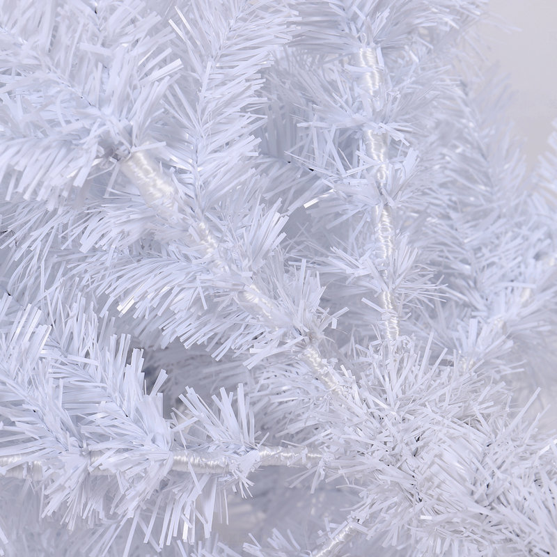 Arbre de Noël artificiel blanc 7,5 pi, base en métal pliable incluse