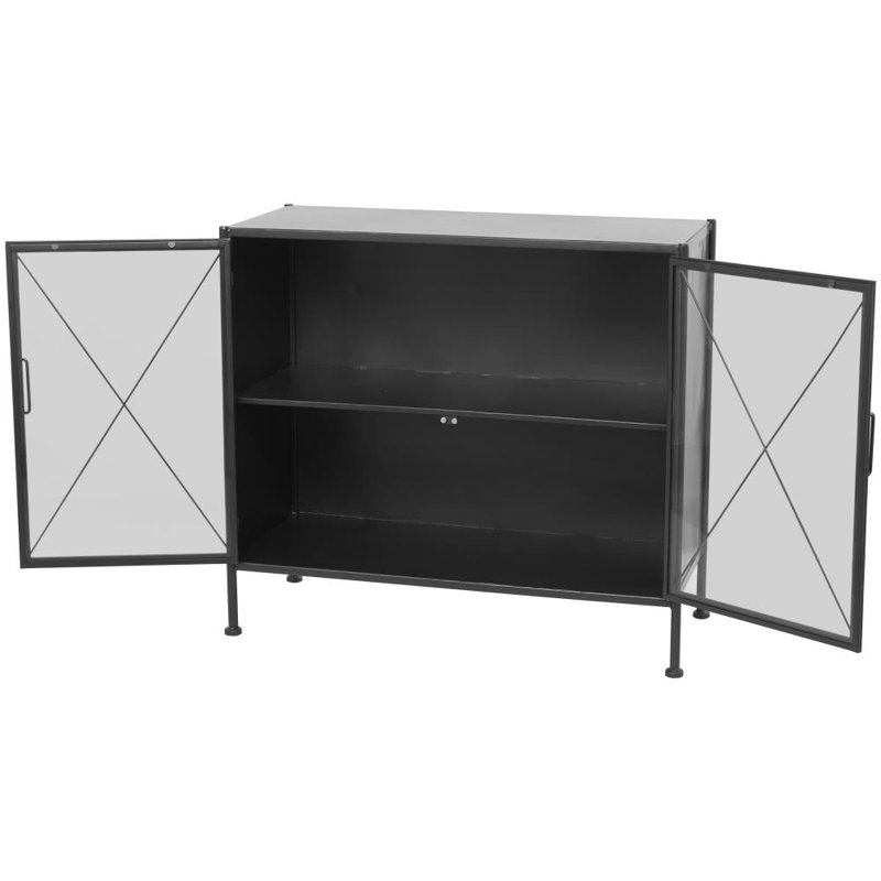 Buffet décoratif 2 portes Munich, Noir, noir, noir, noir, H 29 po x l 33 po x P 14 po