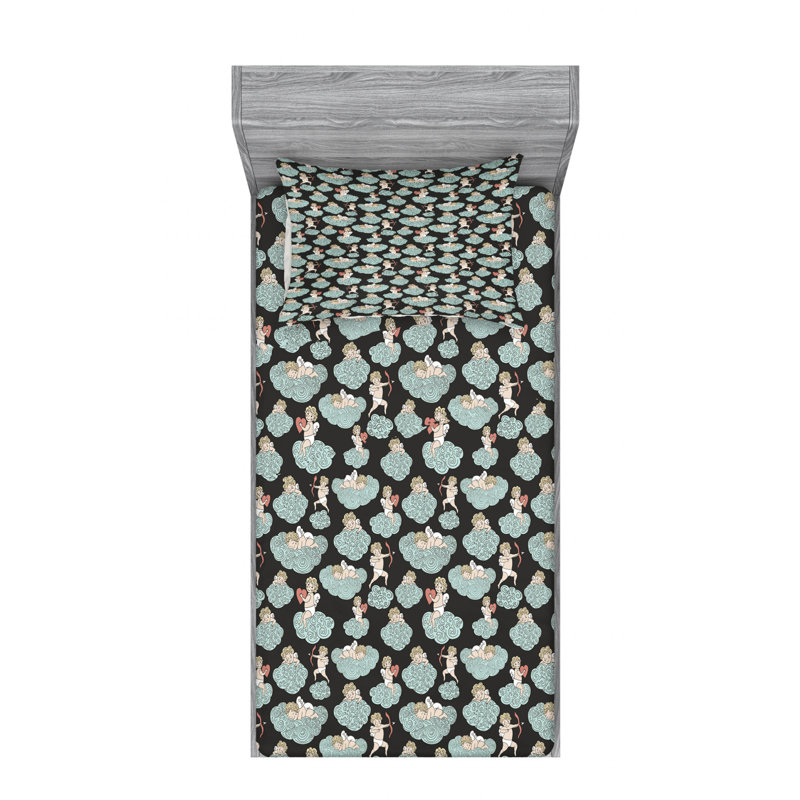Ensemble de literie à ailes ange, Ensemble de draps pour lit simple TG avec drap-hou