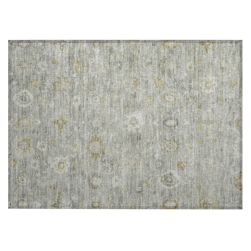 Machine Washable Indoor/Outdoor Xhevrie Gray Rug, Rectangle 1'8" x 2'6"
