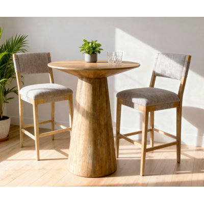 Ensemble de table de bar 36 po avec 2 chaises Clara en lin gris ardoise Jaden