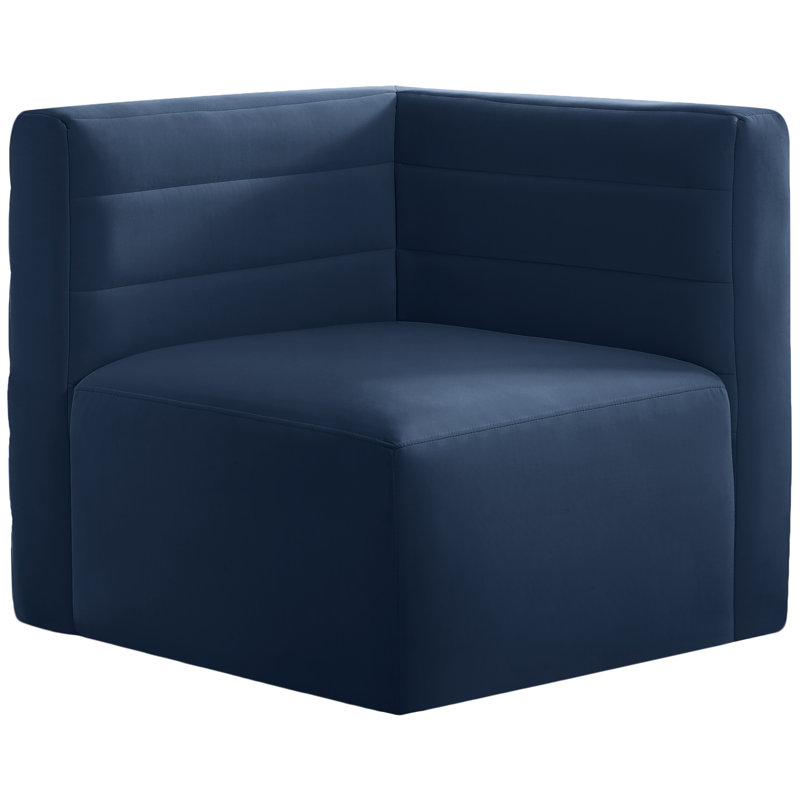 Fauteuil d'angle Enso, Velours bleu marine