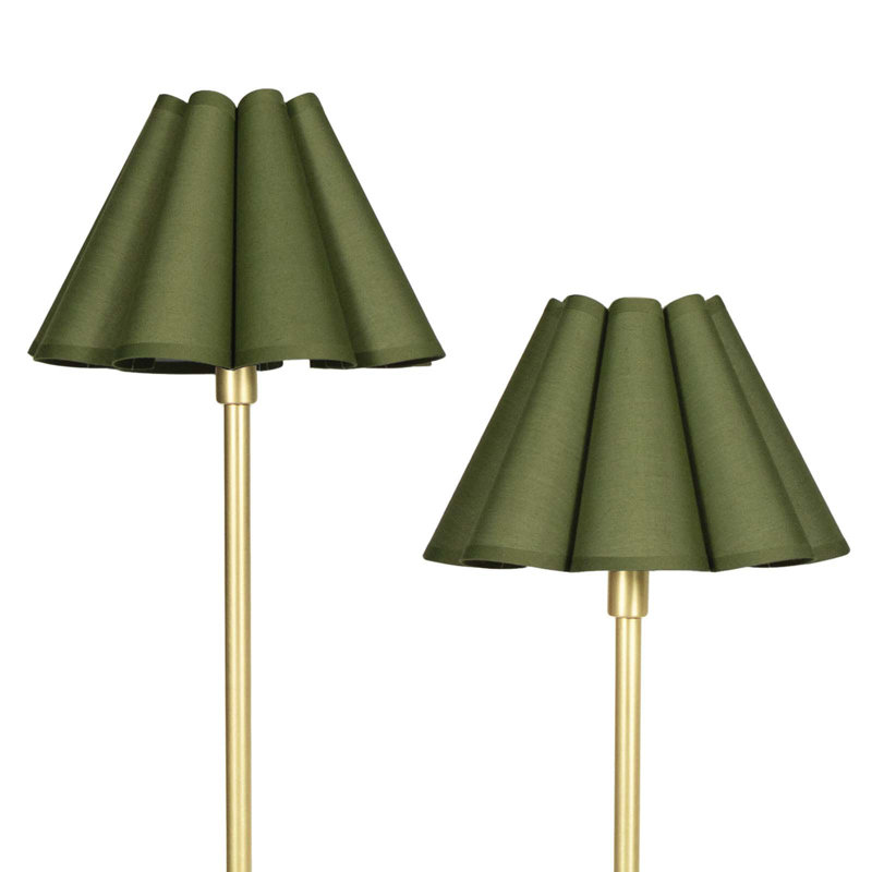 Polly Double Arm Table Lamp (Blackened Brass with Green Shade), Brass