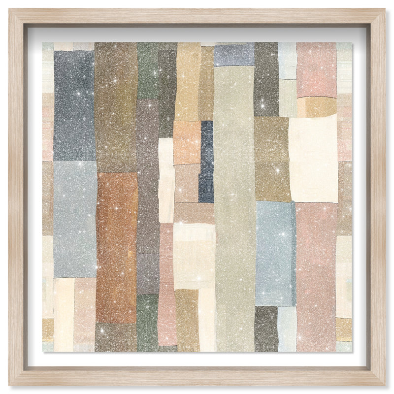 Woven Earthscape Shadowbox Abstract Print by Oliver Gal, Black Frame, 12 x 12, 13.5"H x 13.5"W, Natural Oak Frame