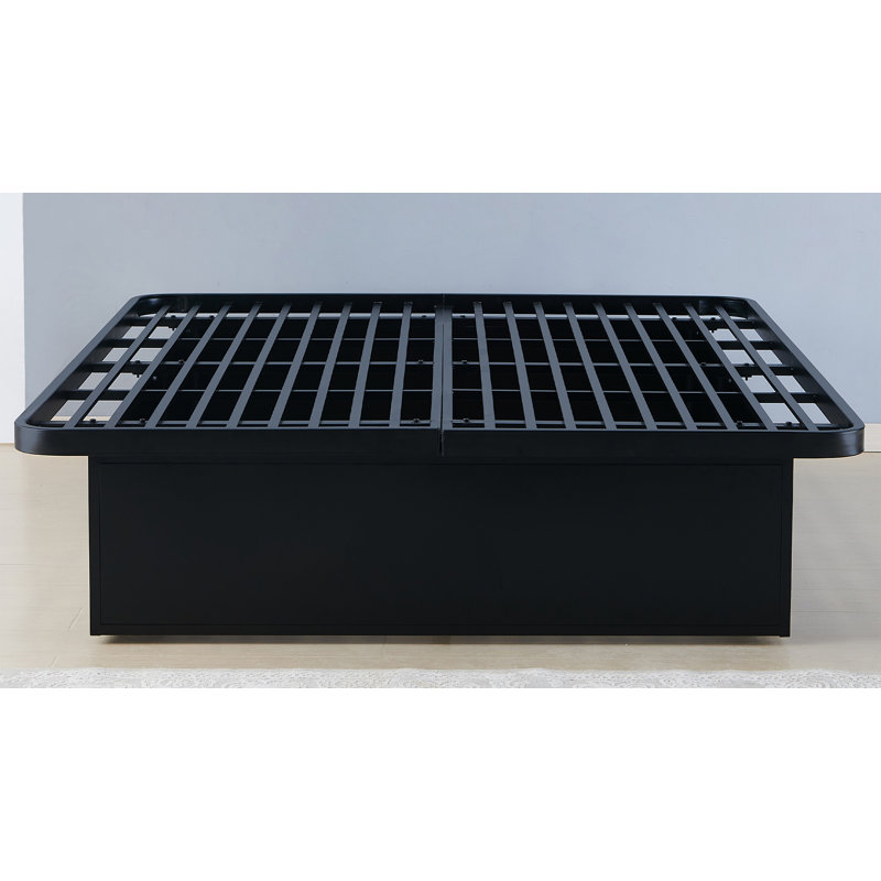 16" Premium Heavy Metal Platform Bed Frame with Metal Supports for Maximum Durability in Black, King