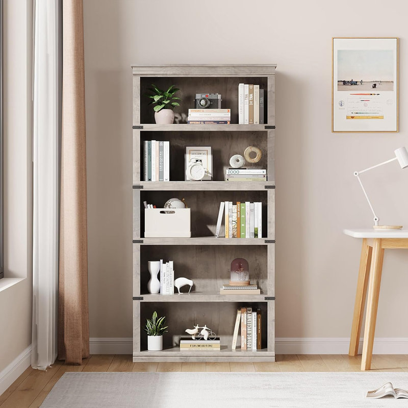 Bookcase, (5 Shelves) 171.2"H x 80"W x 32"D, Grey
