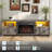 70" TV stand with 23" Electric Fireplace for TVs to 75", 3 Vintage Button Control Design, LED Strips, Over Heat Protection-1859074357