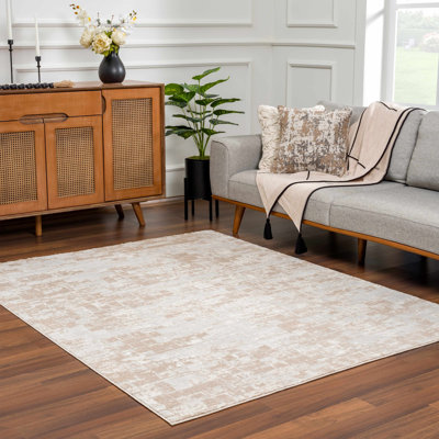 Straten Abstract Design Modern Cream/Beige Area Rug