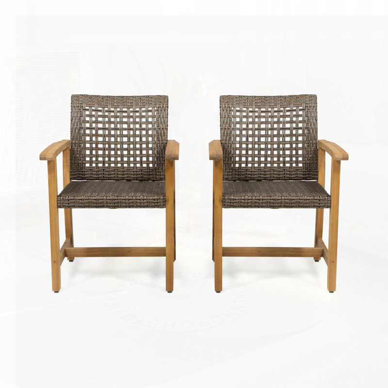 Chaise en bois et osier Hampton, Brun