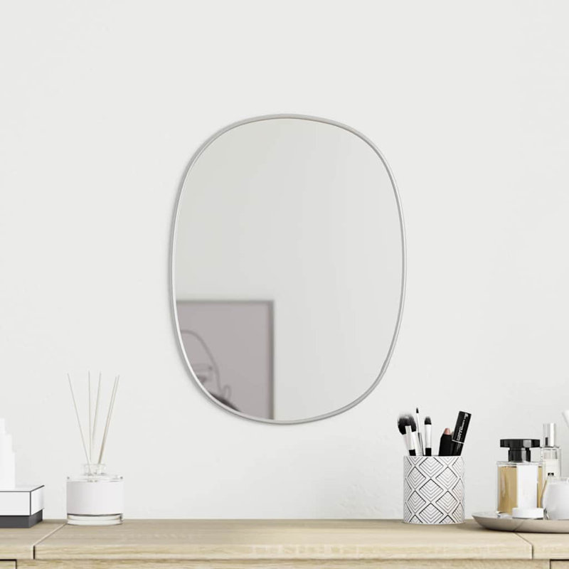 Oval Mirror, 30 cm H x 25 cm W, SIlver