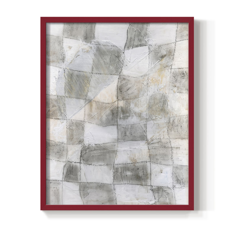 «Rustic Textile I», reproduction encadrée - bois massif, Rouge, H 21 po x l 17 po