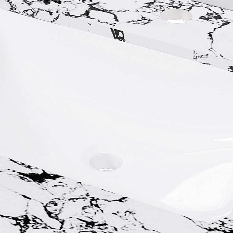 Plateau de meuble-lavabo de salle de bain avec lavabo encastré en céramique, comptoir de meuble-lavabo moderne avec 1 trou pré-percé