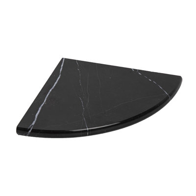  9-Inch Nero Marquina Black Polished Marble Corner Shower Shelf, 1 Piece