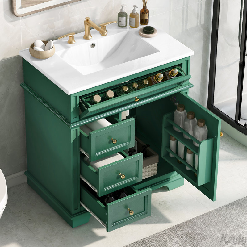 Meuble-lavabo 30 po avec lavabo, Vert
