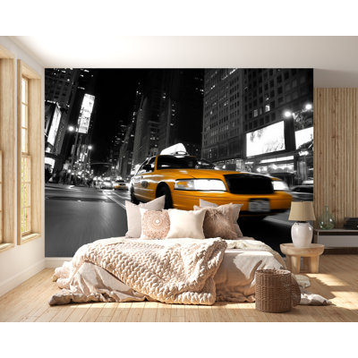 Papier peint NYC Taxis - Cabine jaune, noir, blanc, papier peint Vn905 (non tissé) VN905