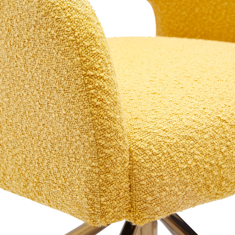 Fauteuil pivotant rembourré Breann, Mélange de polyester jaune