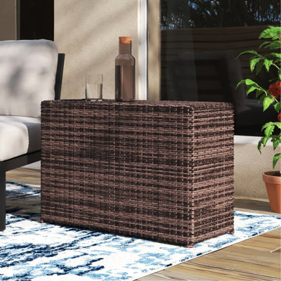 Table d'appoint d'extérieur pour porche et patio - Résistant aux intempéries - Résine teinte, structure rouille, 2 fentes pour boissons, rouille 12,83 x 32,7 x 21,36 po, 12,83 po X 32,7 21,36