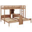Lit superposé en bois 3 en 1 avec bureau intégré, tablettes de rangement et lampe de lecture-1166785843