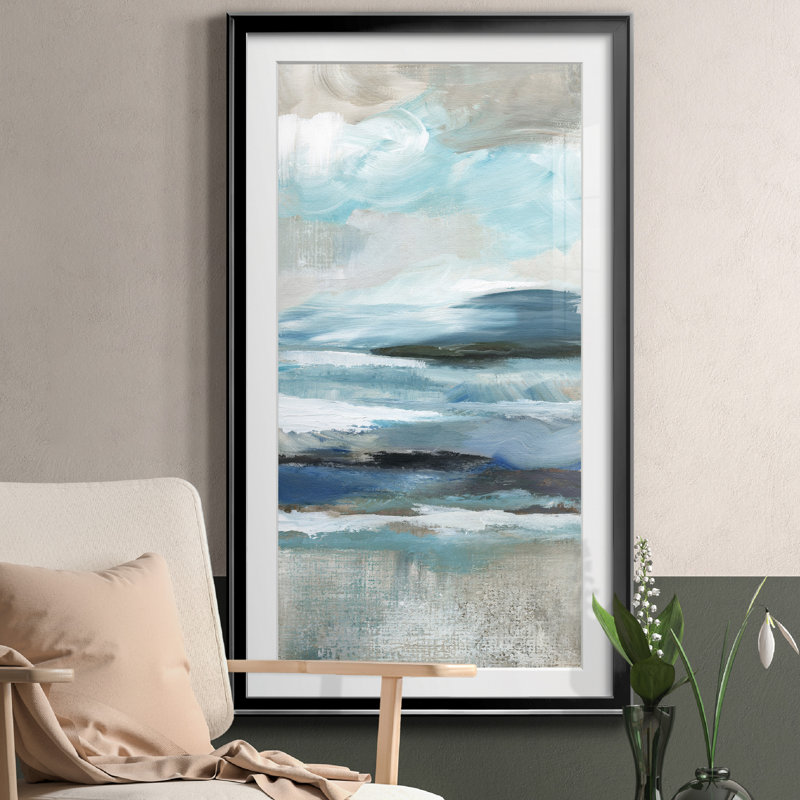 Distant Drama II - peinture encadrée, Noir, H 14,5 po x l 26,5 po x P 1,5 po
