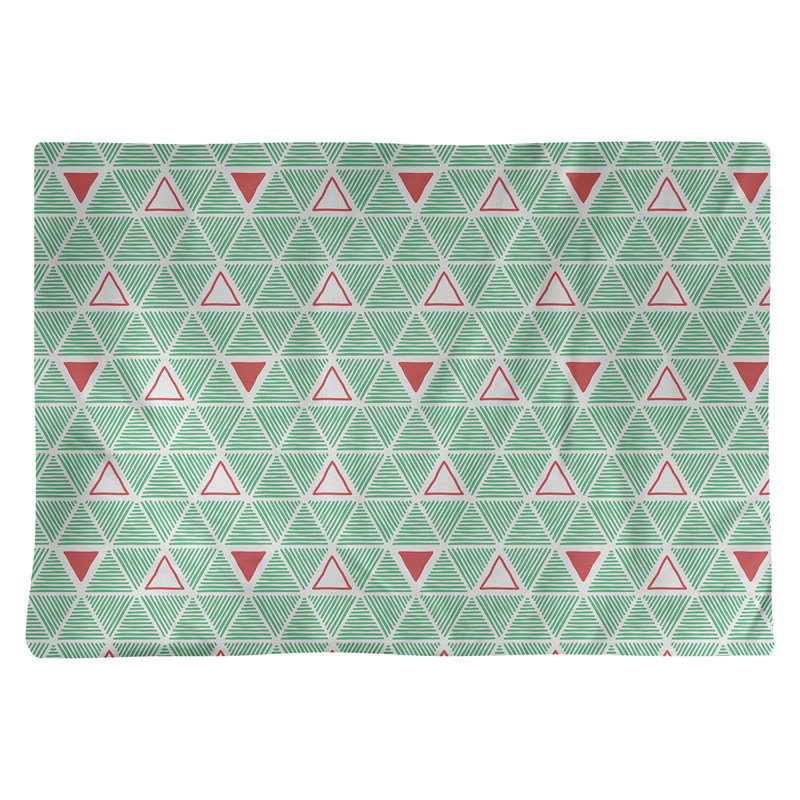Napperon de 18 po en coton dessiné à la main triangle, Vert/rouge, polyester