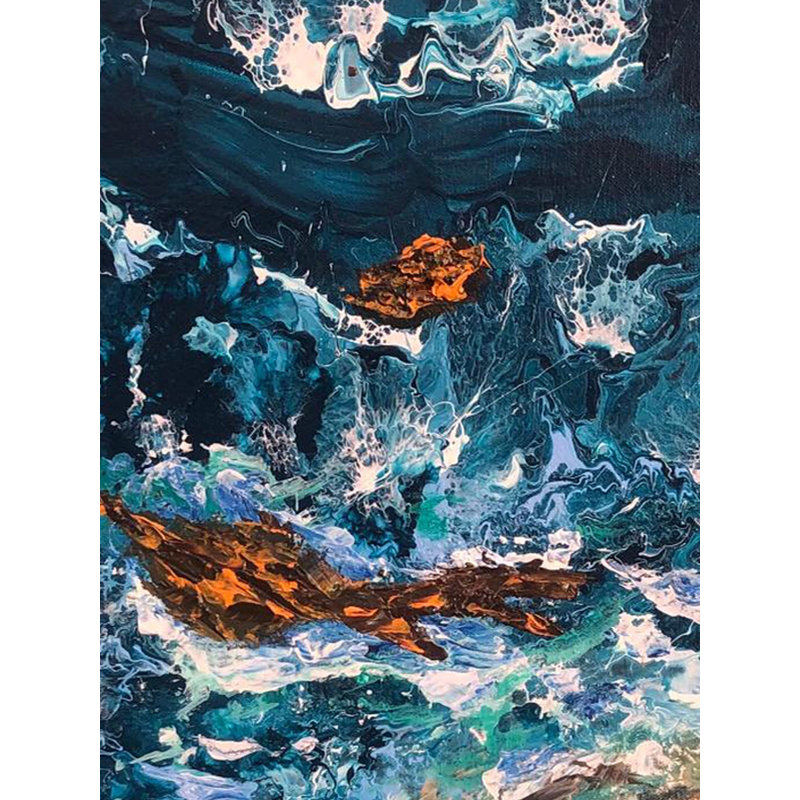 Pierres près de la plage | Acrylique sur toile | Par Muhammad Yusuf
