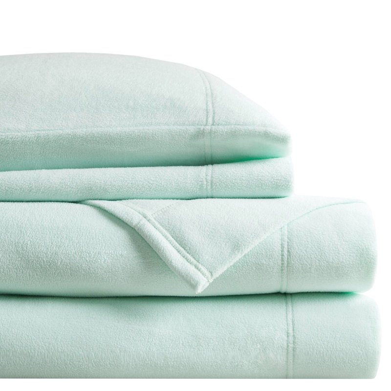 Drap pour lit simple TG 3 pièces - 100% molleton, très douillet, boulochage, lavable à la machine, drap plat, housse de coussin, livré avec un drap plat, des draps et
