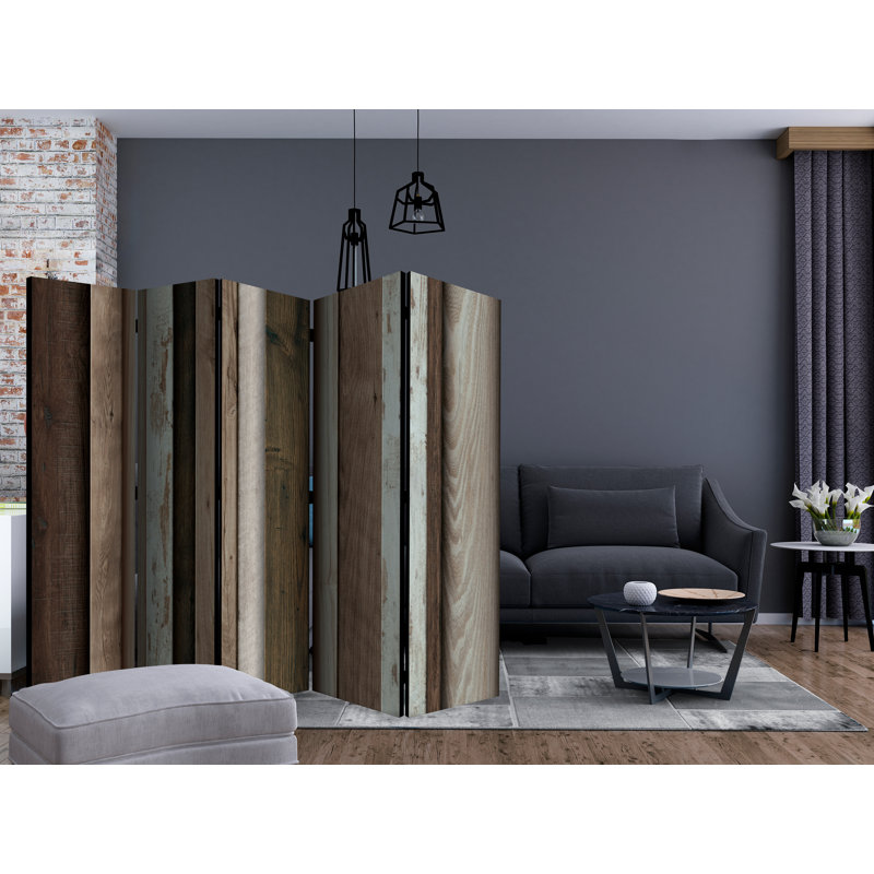 Gulnora 225cm W x 172cm H 5 - Panel Solid Wood Folding Room Divider