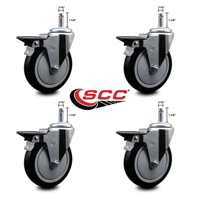 Swivel Grip Ring Stem Caster Set with Brake