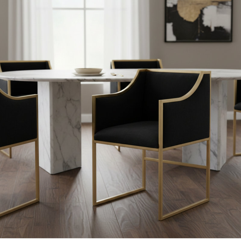 Chaise en velours avec accoudoirs Twingo, Noir
