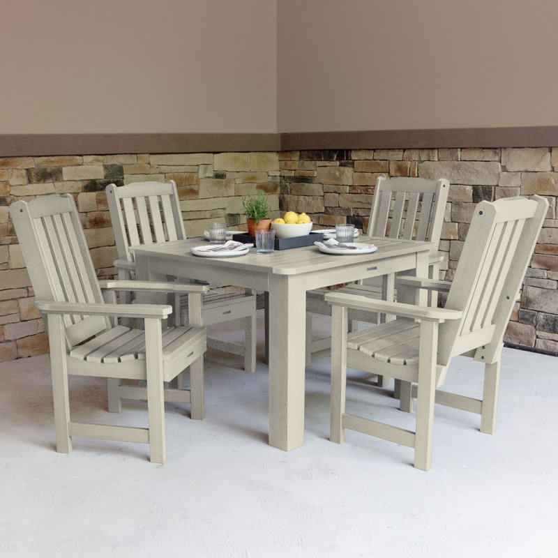 Arbnora 4-Person 42" Square, Counter-Height Outdoor Dining Set, Whitewash, 42 x 42 x 30