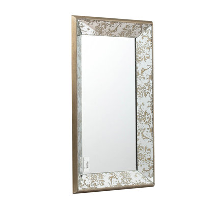24"X15" Antique Silver Mirror With Floral Highlights, Mirrored Display Tray, Wall Hanging Home Decor 24" X 15" Rectangle Distinction, & Tray For