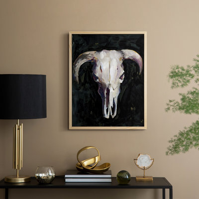 Horned Skull I Framed Print - Solid Wood