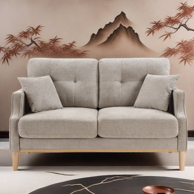Nathaneil Fabric 56.8'' Reception Loveseat, Gray