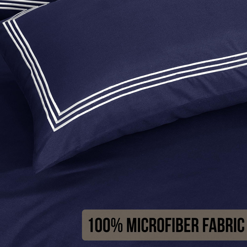 Machine Woven Sheet Set, Navy Blue